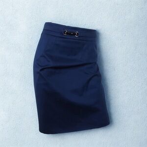 Gucci Vintage Tom Ford Navy Bamboo Toggle Pencil Skirt IT 42 | Rare